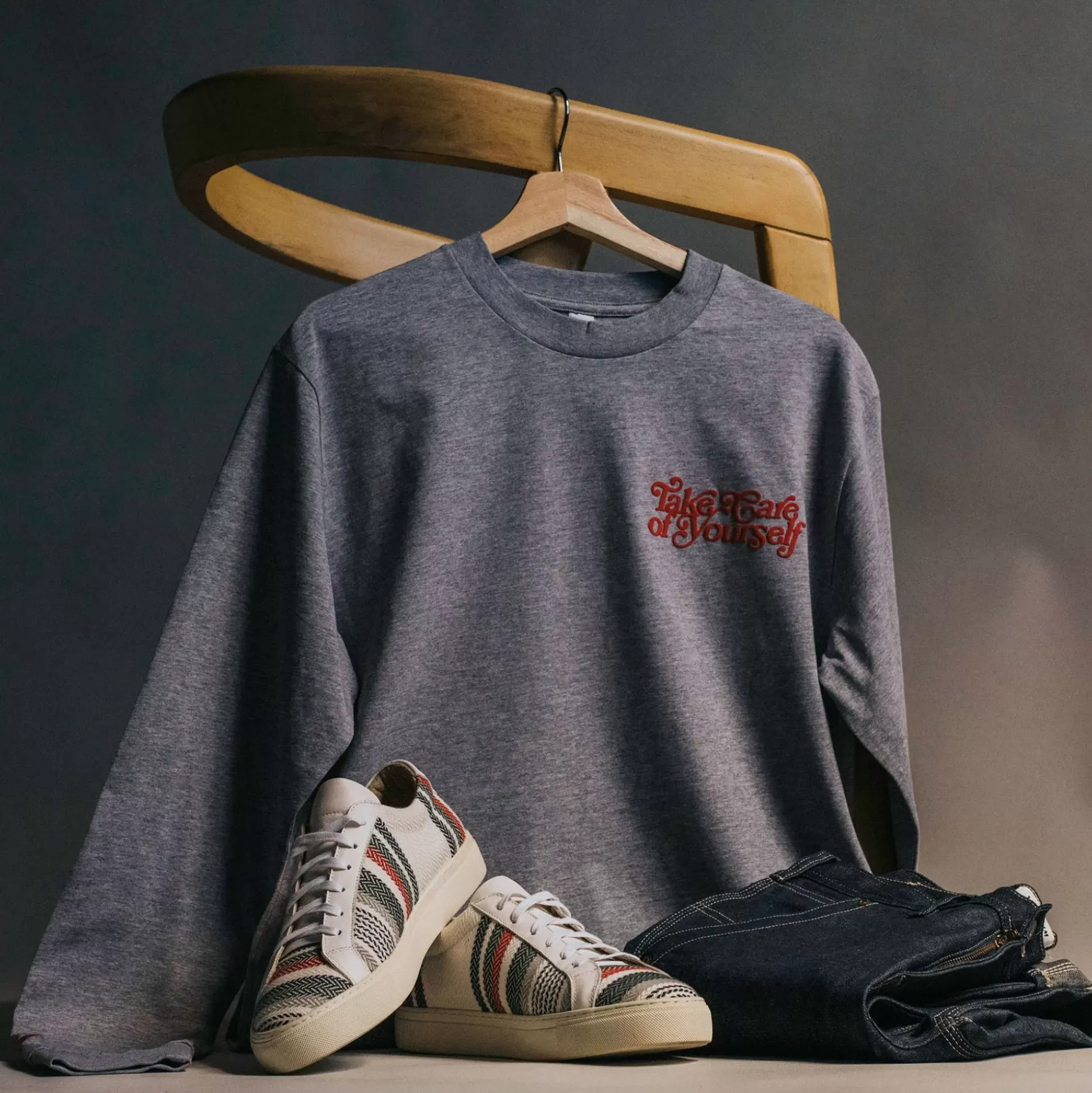 Take Care Long Sleeve Shirt In Grey