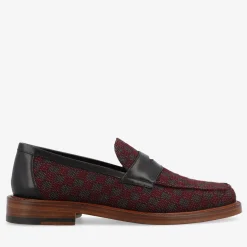 The Fitz Maroon Mens Loafers - Maroon Check | Taft