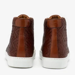 The Hightop Sneaker In Woven Brown Leather | Taft
