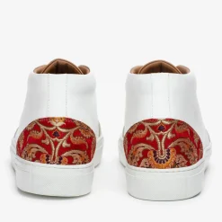 The Klay Mid Top Sneaker In Red/White | Taft