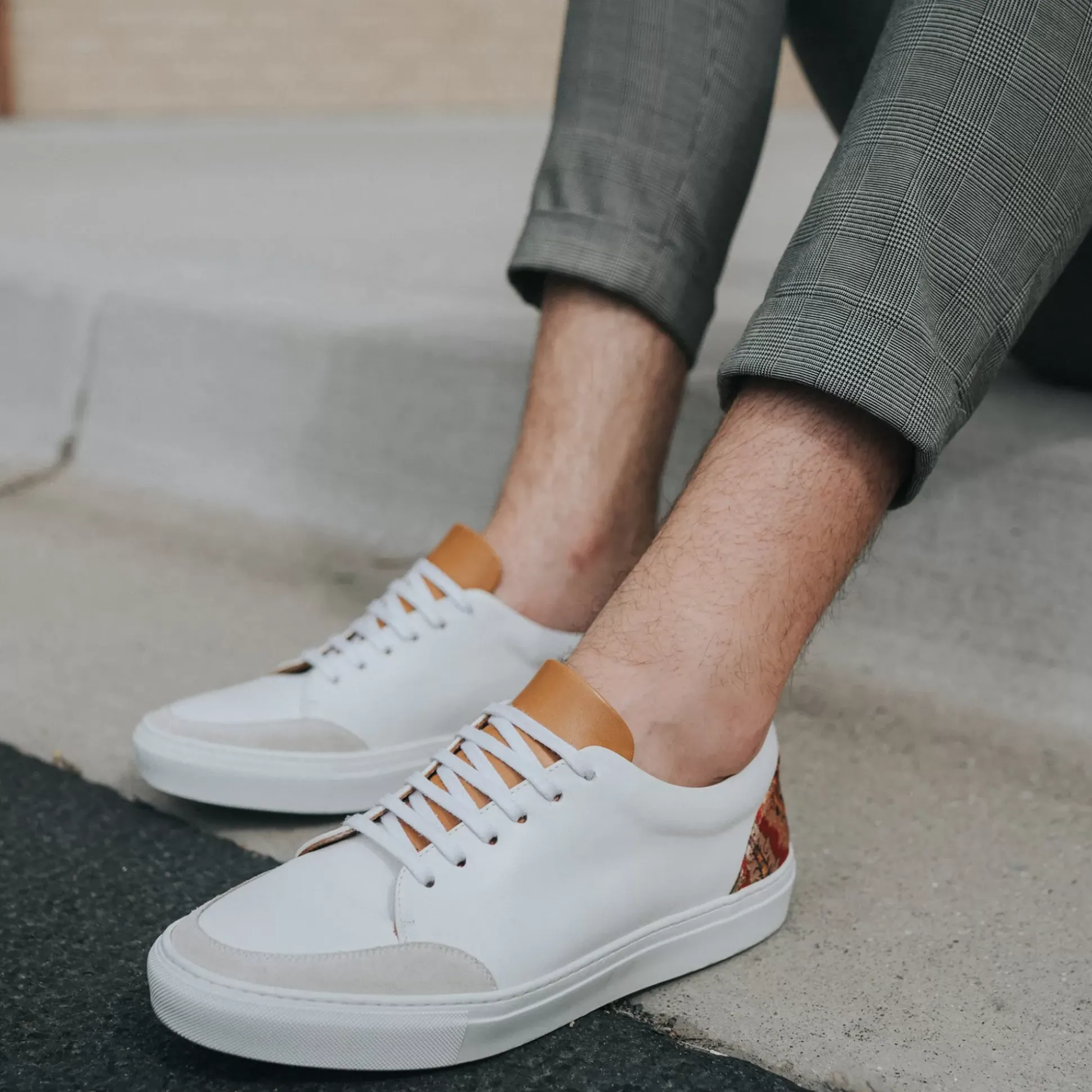 The Klay Sneaker - Red/White Leather Sneakers | Taft