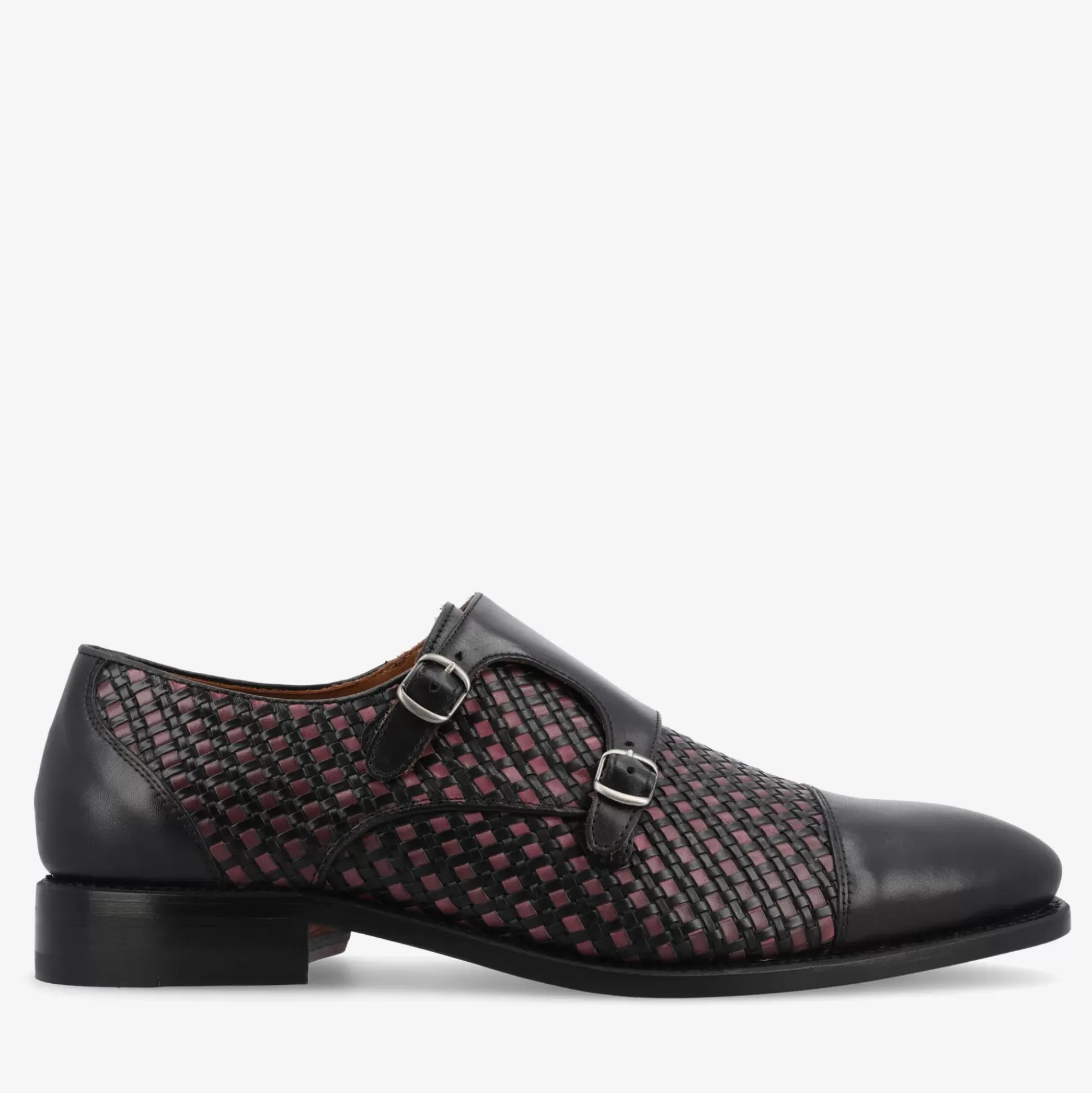 The Lucca Double Monk Strap Shoe In Black Woven | Taft