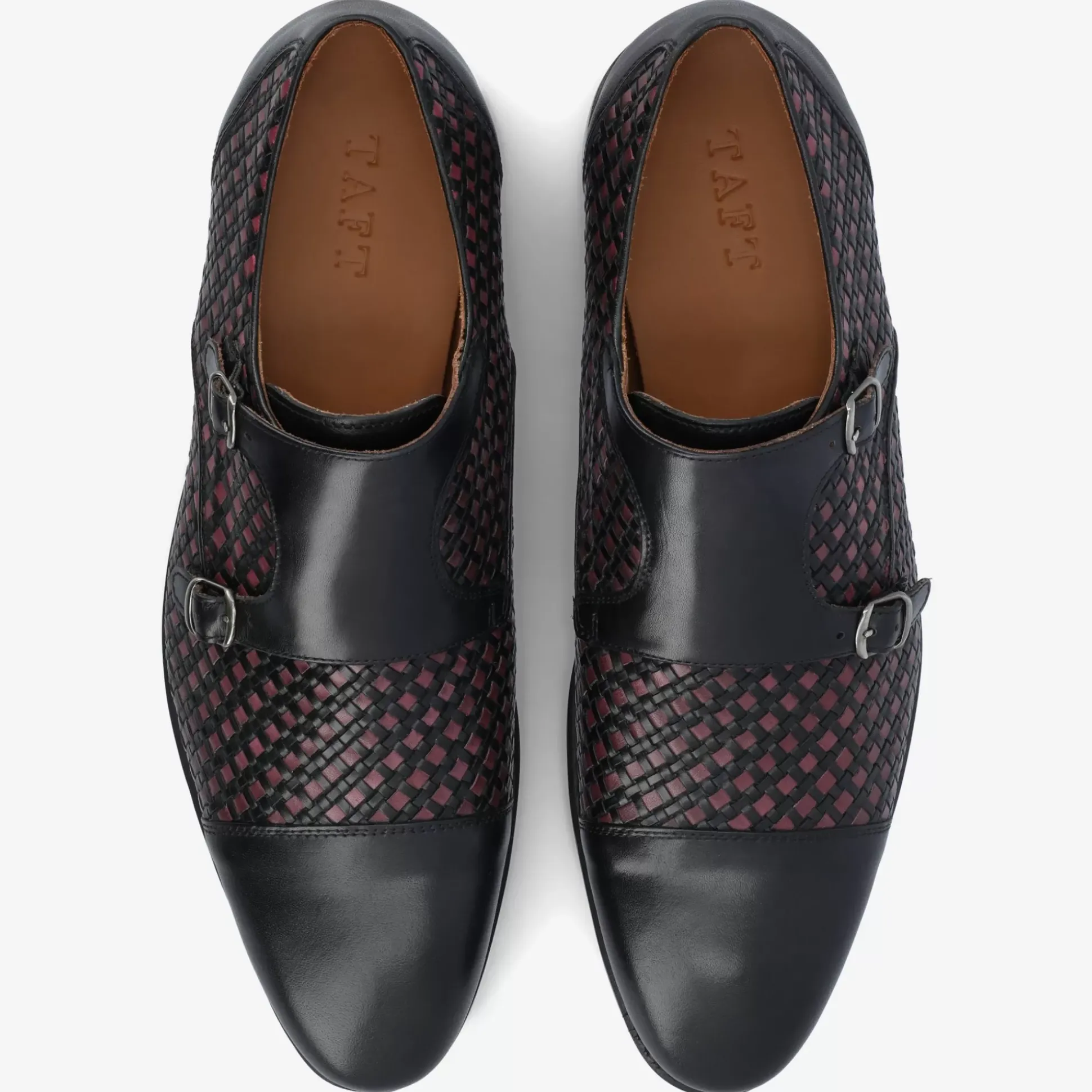 The Lucca Double Monk Strap Shoe In Black Woven | Taft