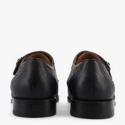 The Lucca Double Monk Strap Shoe In Black Woven | Taft