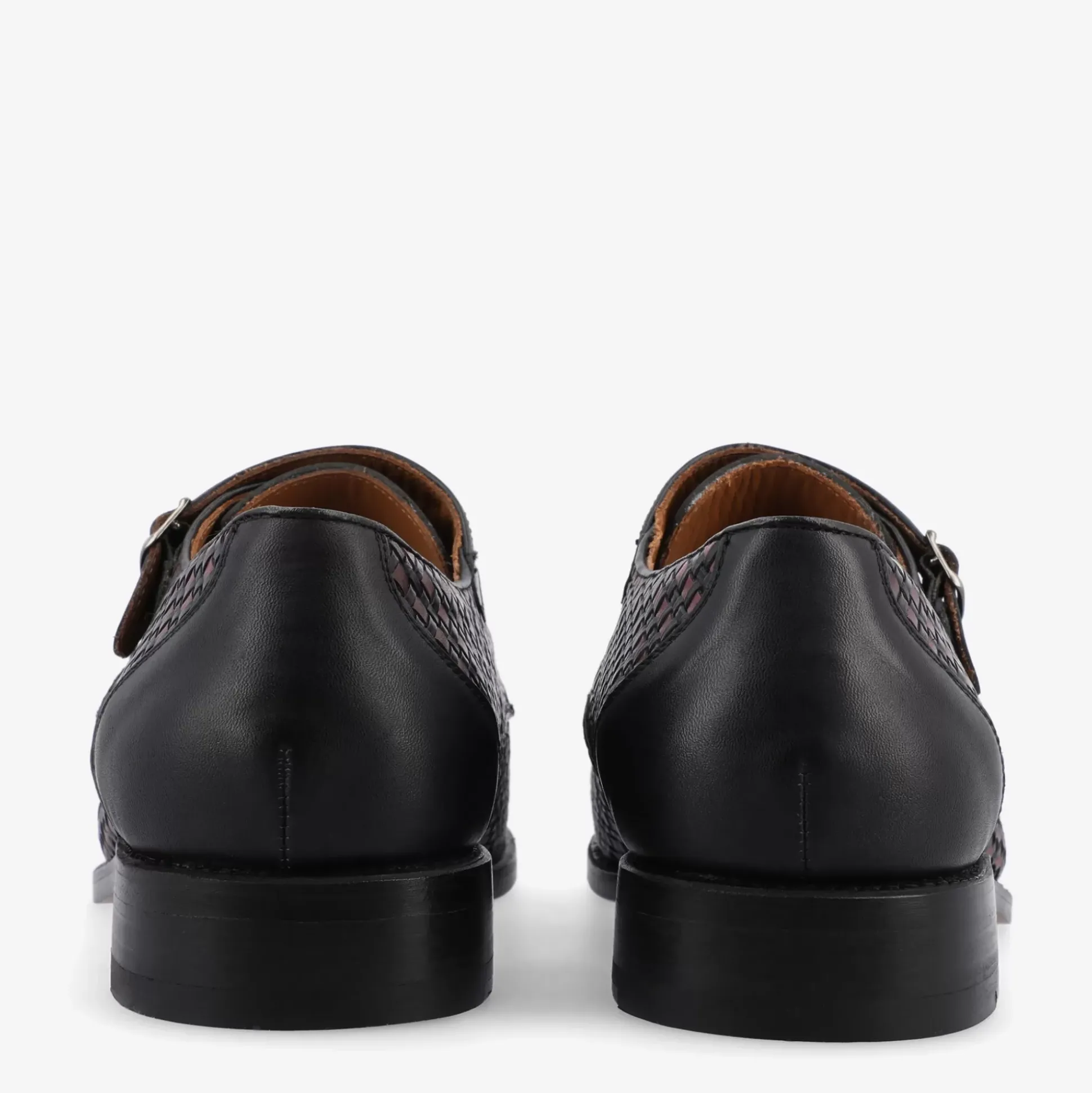 The Lucca Double Monk Strap Shoe In Black Woven | Taft