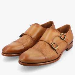 The Lucca Double Monk Strap Shoe In Honey Floral | Taft