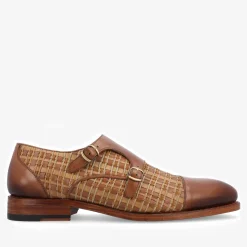 The Lucca Monk Strap Shoe In Brown Woven | Taft