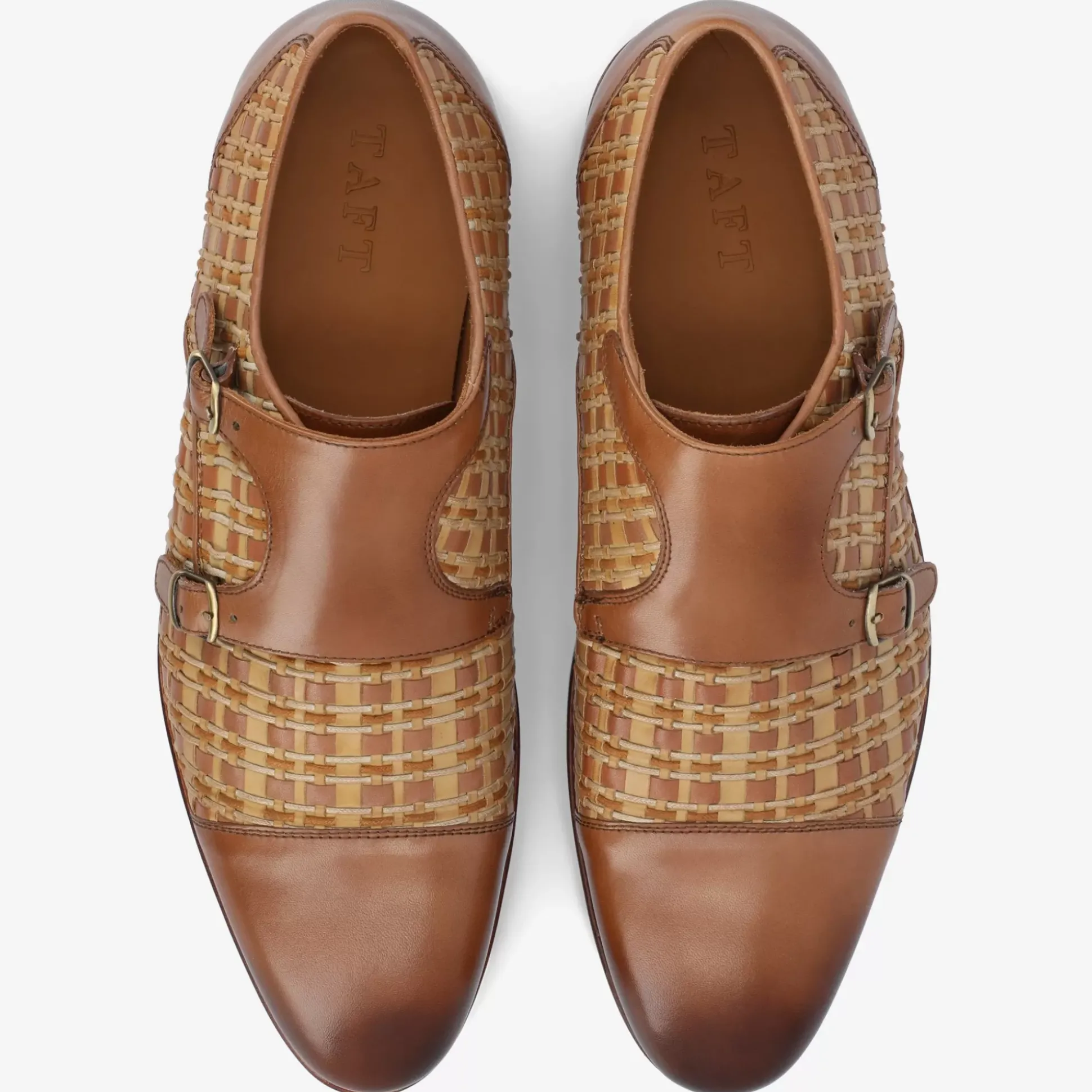 The Lucca Monk Strap Shoe In Brown Woven | Taft