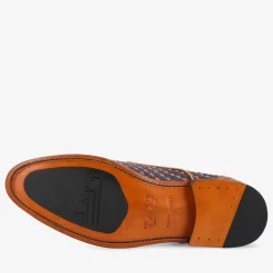 The Lucca Monk Strap Shoe In Navy Woven Leather | Taft