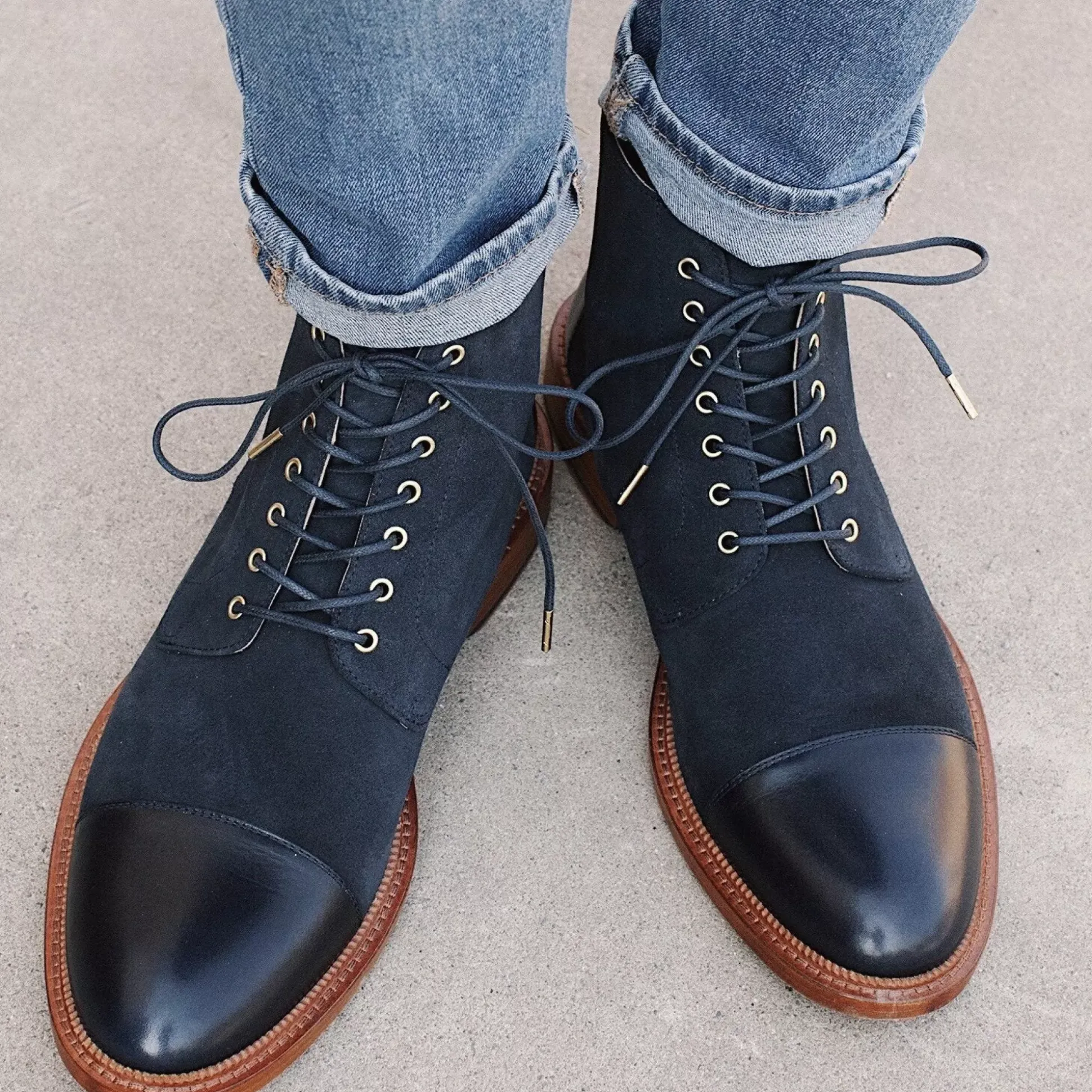 The Troy Boot - Navy Suede Boots | Taft